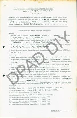 Surat Keputusan Gubernur DIY No. 112/Id2/KPTS/1986 tentang pemberian ijin kepada Pemerintah Kalur...