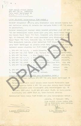 Surat dari Team Khusus Utusan Daerah Kesatuan Pejuang Proklamasi ’45 se Indonesia yang tertinggal...