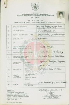 Bendel data peserta penataran calon pelatih inti Simulasi P-4 di Provinsi Daerah Istimewa Yogyaka...