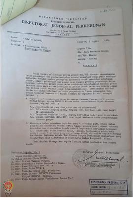 Surat dari Direktur Jenderal Perkebunan kepada para pemimpin proyek NES/PIR khusus No. KB.110/E.1...