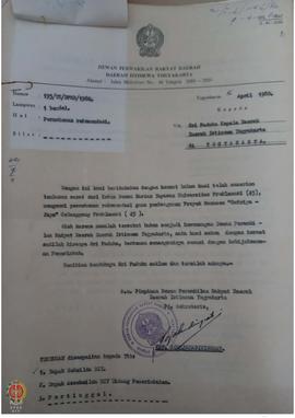 Surat dari Yayasan Universitas Proklamasi 45 Yogyakarta kepada Sri Paku Alam VIII tentang permoho...