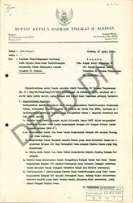 Surat dari Bupati Kepala Daerah Tingkat II Sleman, Drs.H.Arifin Ilyas kepada Wakil Presiden RI Up...