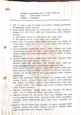 Petunjuk Pelaksanaan Lomba Cerdas Tangkas P-4 bagi Siswa SD, Babak: Penyisihan (tertulis)  Tingka...