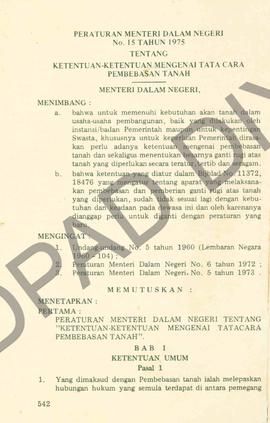 Peraturan Menteri Dalam Negeri No. 15 tahun 1975 tanggal 3 Desember 1975 tentang Ketentuan-ketent...