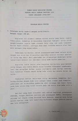 Bahan Rapat dan Kegiatan Proyek Kantor Arsip Daerah Provinsi Daerah Istimewa Yogyakarta tahun ang...
