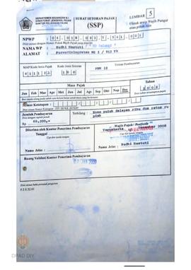 Surat setoran pajak tahun 2008.