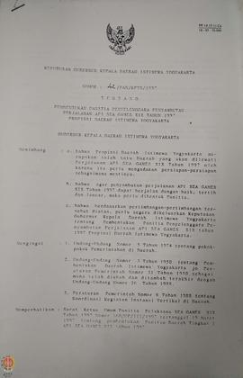 Keputusan Gubernur Kepala Daerah Istimewa Yogyakarta Nomor : 42/PAN/KPTS/1997 tentang Pembentukan...