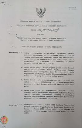 Surat Keputusan Gubernur Kepala Daerah Istimewa Yogyakarta Nomor: 36/PAN/KPTS/1998 tentang Pemben...