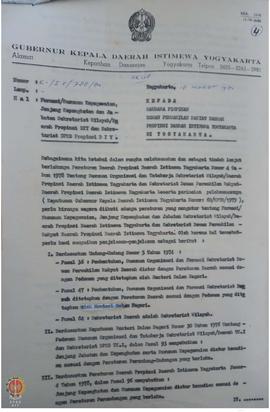 Surat No K1/I.5/788/80 dari Wakil Gubernur DIY kepada DPRD  Provinsi DIY tanggal 18 Maret 1980 te...