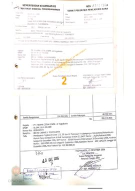 Surat Perintah Pencairan Dana kepada PT. Firama Citra untuk Pembayaran Tagihan Invoice I, II, III...