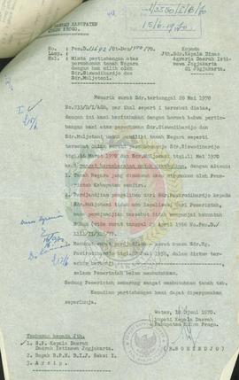 Pertimbangan Pemda. Tk II Kulon Progo atas permohonan pengalihan hak milik atas tanah oleh Sdr, M...