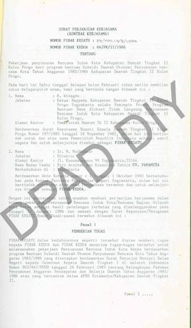 Surat dari Paramita Biro Arsitek dan Konsultan Tehnik Yogyakarta perihal surat perjanjian pekerja...