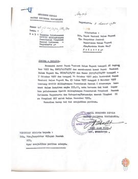 Surat Wakil Kepala Daerah Provinsi DIY: 1.  No. K1/ I. 30/ 372/ Rhs/ 80 tanggal 8 Maret 1980 kepa...