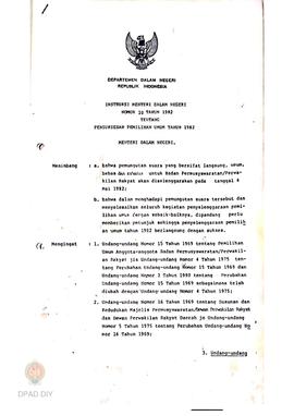 Instruksi Mendagri No. 10 tahun 1982 tentang Pensuksesan Pemilu 1982.
