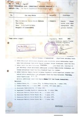 Daftar lampiran surat pernyataan tertanggal 22 Pebruari 1988 tentang pernyataan pelepasan hak ata...