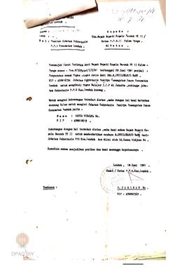 Pensiunan jabatan sekretaris PPS Kecamatan Lendah No: 57/LC/6.2/IV/1981.