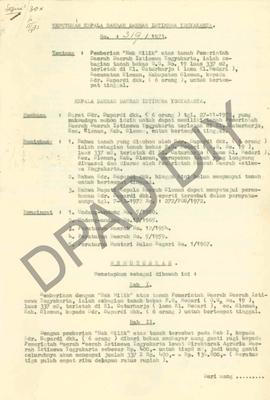 Surat Keputusan Kepala Daerah DIY, no. 319/1973 tanggal 20 Agustus 1973 tentang pemberian Hak Mil...