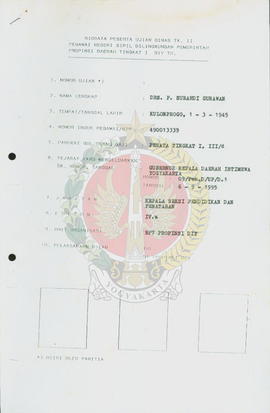 Biodata peserta uian dinas tingkat II Pegawai Negeri Sipil di lingkungan Pemerintah Provinsi Daer...