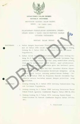 SK Mentri Dalam Negeri No.  66 tahun 1984 tentang pelaksanaan pemberlakuan sepenuhnya Undang-Unda...