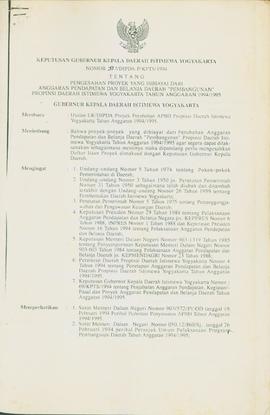 Keputusan Gubernur Kepala Daerah Istimewa Yogyakarta nomor: 51.1/DIPDA.P/KPTS/1994 tentang penges...