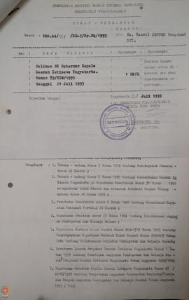 Surat dari Sekretaris Wilayah Daerah Daerah Istimewa Yogyakarta kepada Kepala Kantor Wilayah Depa...
