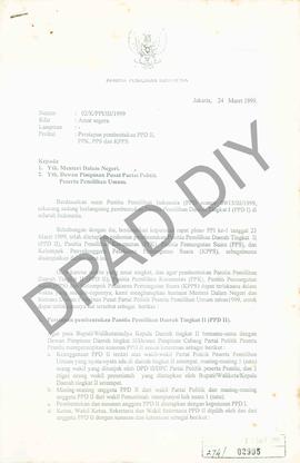 Surat dari Panitia Pemilihan Indonesia kepada Menteri Dalam Negeri tentang persiapan pembentukan ...
