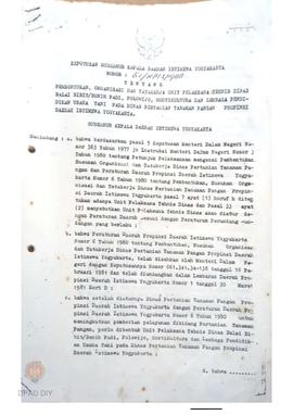 Keputusan Gubernur Kepala Daerah Istimewa Yogyakarta nomor 61/Kpts/1988 tentang Pembentukan organ...