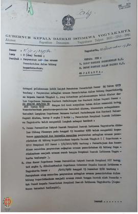 Surat Gubernur Kepala Daerah Istimewa Yogyakarta Nomor K.1/I.5/3317/80 kepada Menteri Perhubungan...