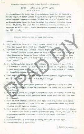 Surat Keputusan Gubernur Kepala Daerah Istimewa Yogyakarta  Nomor : 199/Idz/KPTS/1986 tentang pem...