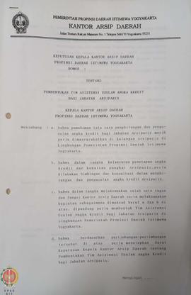 Surat Keputusan Kepala Kantor Arsip Daerah Provinsi Daerah Istimewa Yogyakarta Nomor:- tentang Pe...