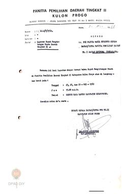 Surat dari Bupati/Ketua PPD Tk II Kabupaten Kulon Progo No: 94/LC.2/V/1982 tanggal 25 Mei 1982 ke...