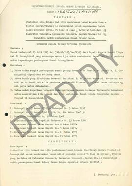 Surat Keputusan Gubernur Kepala DIY No. 132/Idz/KPTS/1985 tentang pemberian ijin lokasi dan ijin ...