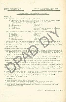 Surat Keputusan Gubernur Kepala  Daerah Istimewa Yogyakarta Nomor : 521/SK/HM/BPN/1991 tanggal 6 ...