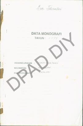 Data monografi Desa/Kelurahan Tirtomartani Kecamatan Kalasan Kabupaten   Sleman tahun 1994.