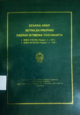 SENARAI SETWILDA PROPOINSI DAERAH ISTIMEWA YOGYAKARTA (BIRO UMUM 1-210) 2008