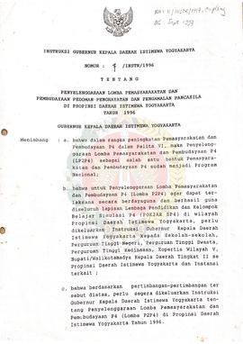 Instruksi Gubernur Kepala Daerah Istimewa Yogyakarta Nomor: 7/INSTR/1996 tentang Penyelenggaraan ...