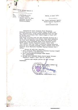 Turunan surat dari Bupati Kepala Daerah Tingkat II Bantul  No. 3229/ 855/ Pm.01/ 76 tanggal 19 Ap...