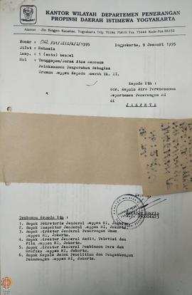 Berkas surat dari Kepala Kantor Wilayah Departemen Penerangan Provinsi Daerah Istimewa Yogyakarta...