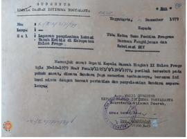 Surat dari Bupati Kulonprogo kepada Wakil Gubernur DIY, Sri Paku Alam VIII tentang Laporan Penyim...