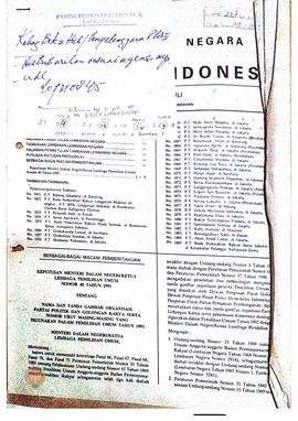 Kepmendagri / Ketua LPU Nomor 48 tahun 1991 tentang nama dan tanda gambar organisasi parpol dan G...