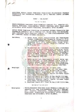 Keputusan Kepala BP-7 Provinsi Daerah Istimewa Yogyakarta Nomor : 188.43/207 tentang Penyelenggar...