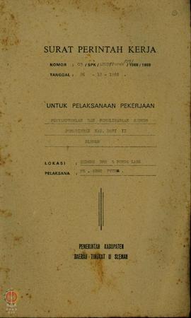 Surat Perintah Kerja Pemerintah Kabupaten Sleman Nomor : 26 Desember 1988 untuk Pelaksanaan Peker...