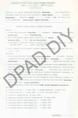 Surat Keputusan Gubernur DIY No. 116/Id2/KPTS/1986 tentang pemberian ijin kepada Pemerintah Kalur...