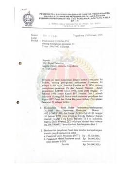 Surat dari Kepala BP-7 Provinsi Daerah Istimewa Yogyakarta kepada Gubernur Kepala Daerah Istimewa...