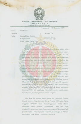 Surat dari Pelaksana Harian Sekretaris Wilayah Daerah yang bertindak atas nama Gubernur kepala Da...