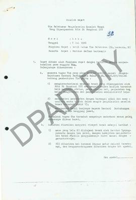 Notulen rapat Rabu 2Mei 1986 dipimpin Bapak Soerasto, SH, acara Inventarisasi masalah tanah Krato...