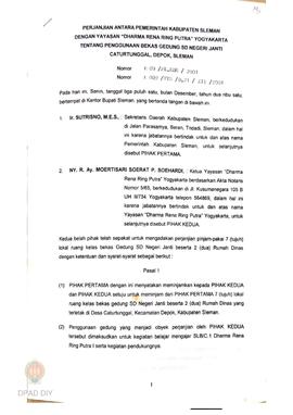 Perjanjian antara Pemerintah Kabupaten Sleman dengan Yayasan “Dharma Rena Ring Putra” Yogyakarta ...