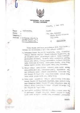 Surat dari Mendagri No. 135/2300/PUOD tanggal 5 Juli 1982 kepada Gubernur DIY perihal perluasan w...