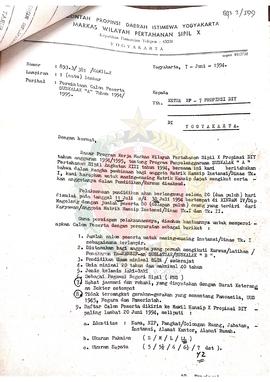 Berkas surat perihal Permintaan Calon Peserta Kursus Kader Pelaksana (SUSKALAK) “A” Tahun Anggara...