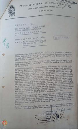 Surat No. 58/Rhs/Sek/1976 dari Walikotamadya kepada Wakil   Gubernur DIY tentang mohon persetujua...